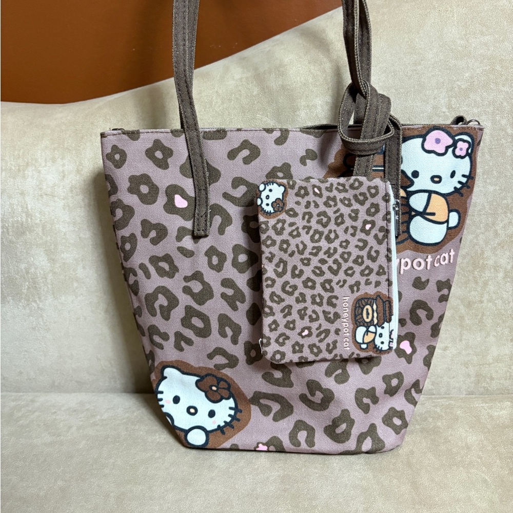 Hello Kitty Leopard canvas Tote Bag